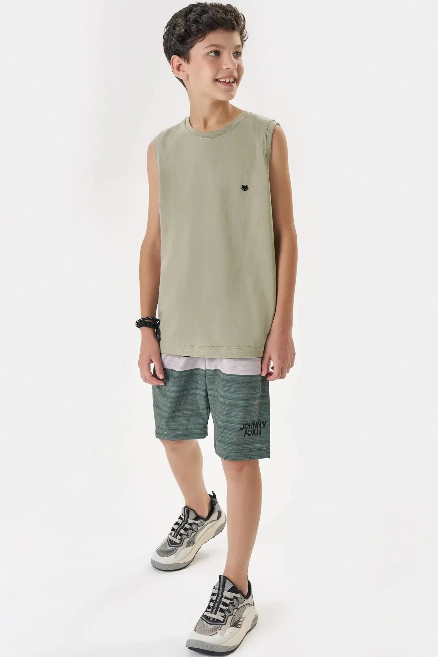 Conjunto de Regata em Meia Malha e Bermuda em Nylon Ergonomic com Elastano 88281 Johnny Fox Teen Menino