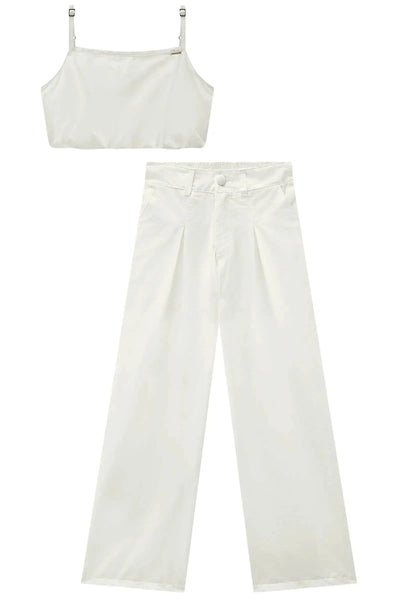 Conjunto de Top Cropped e Calça em Alfaiataria Amore 87470 Lilimoon Teen Menina