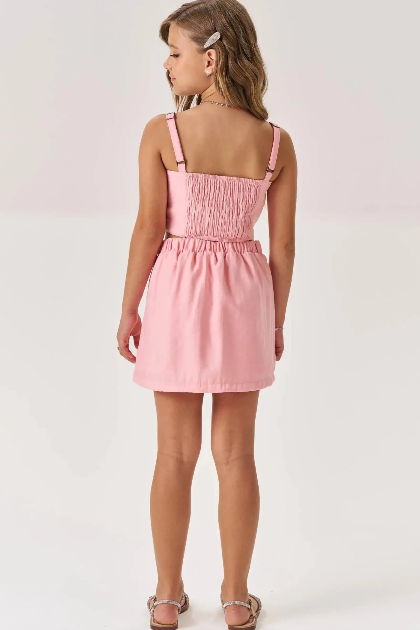 Conjunto de Top Cropped e Saia em Alfaiataria Jacquemus 87530 Vic&Vicky Teen Menina