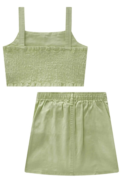 Conjunto de Top Cropped e Saia em Sarja com Elastano 87634 Lilimoon Teen Menina