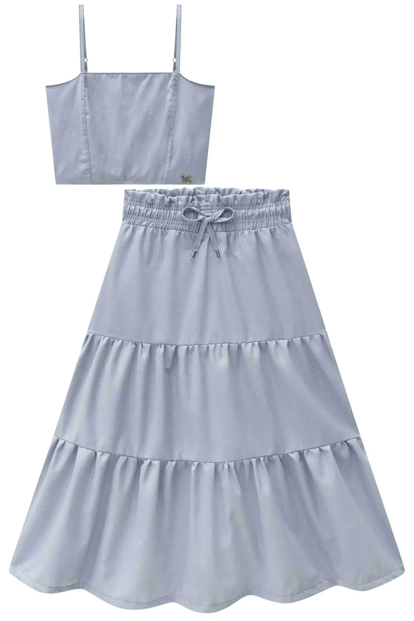 Conjunto de Top Cropped e Saia Midi em Alfaiataria Denver 88817 Lilimoon Teen Menina