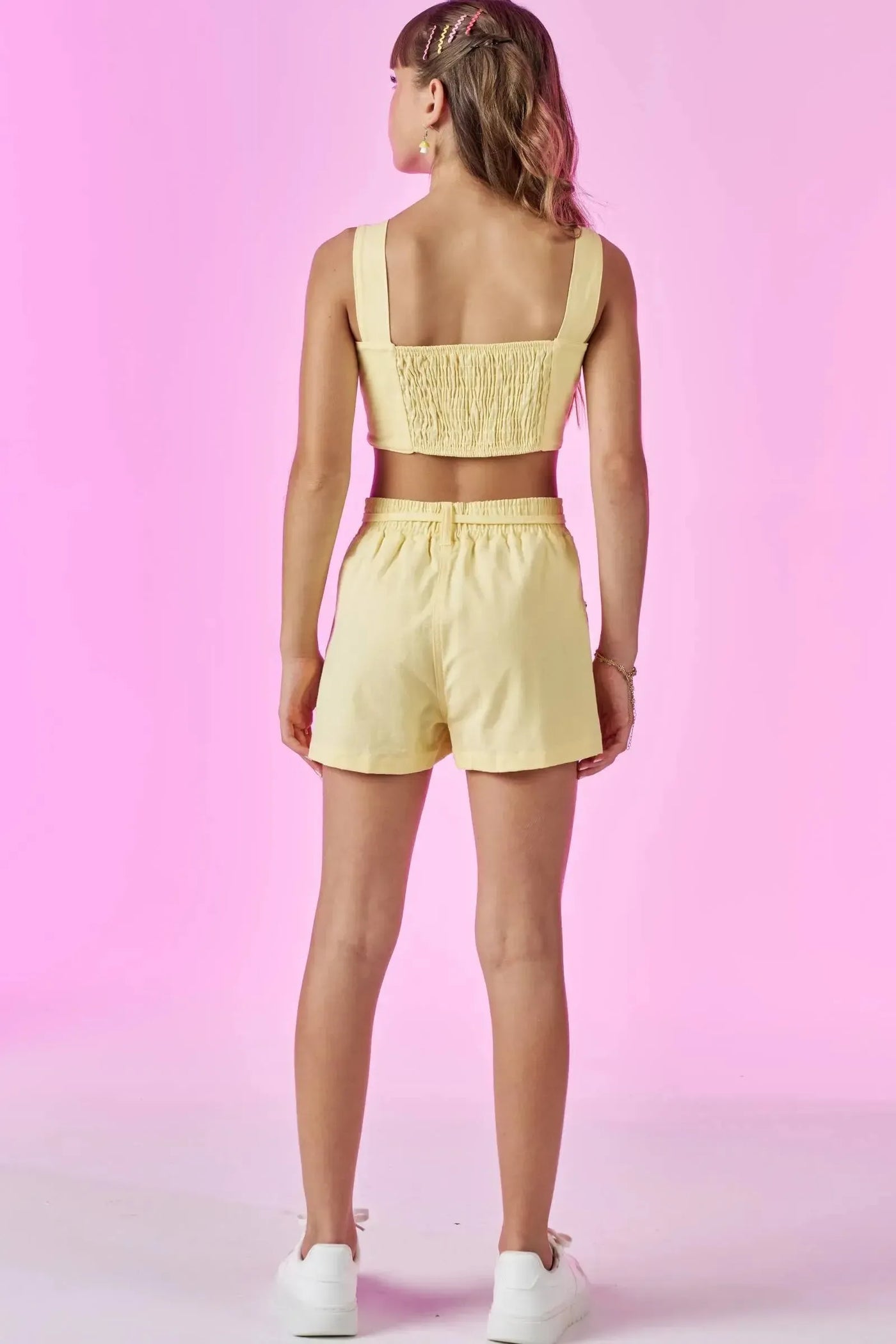 Conjunto de Top Cropped e Shorts e Sarja com Elastano 86722 Vic&Vicky Teen Menina