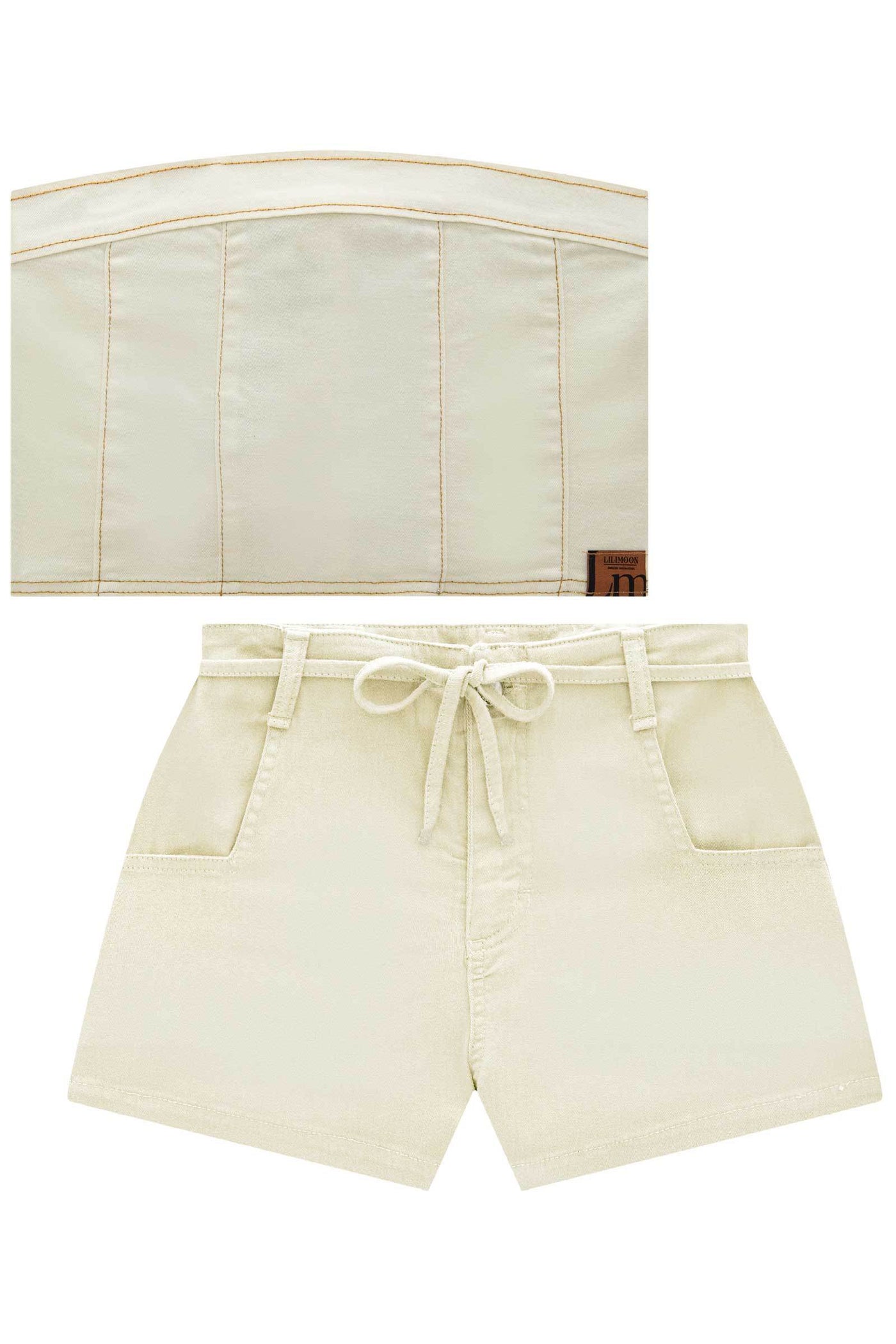 Conjunto de Top Cropped e Shorts em Sarja com Elastano 76890 Lilimoon