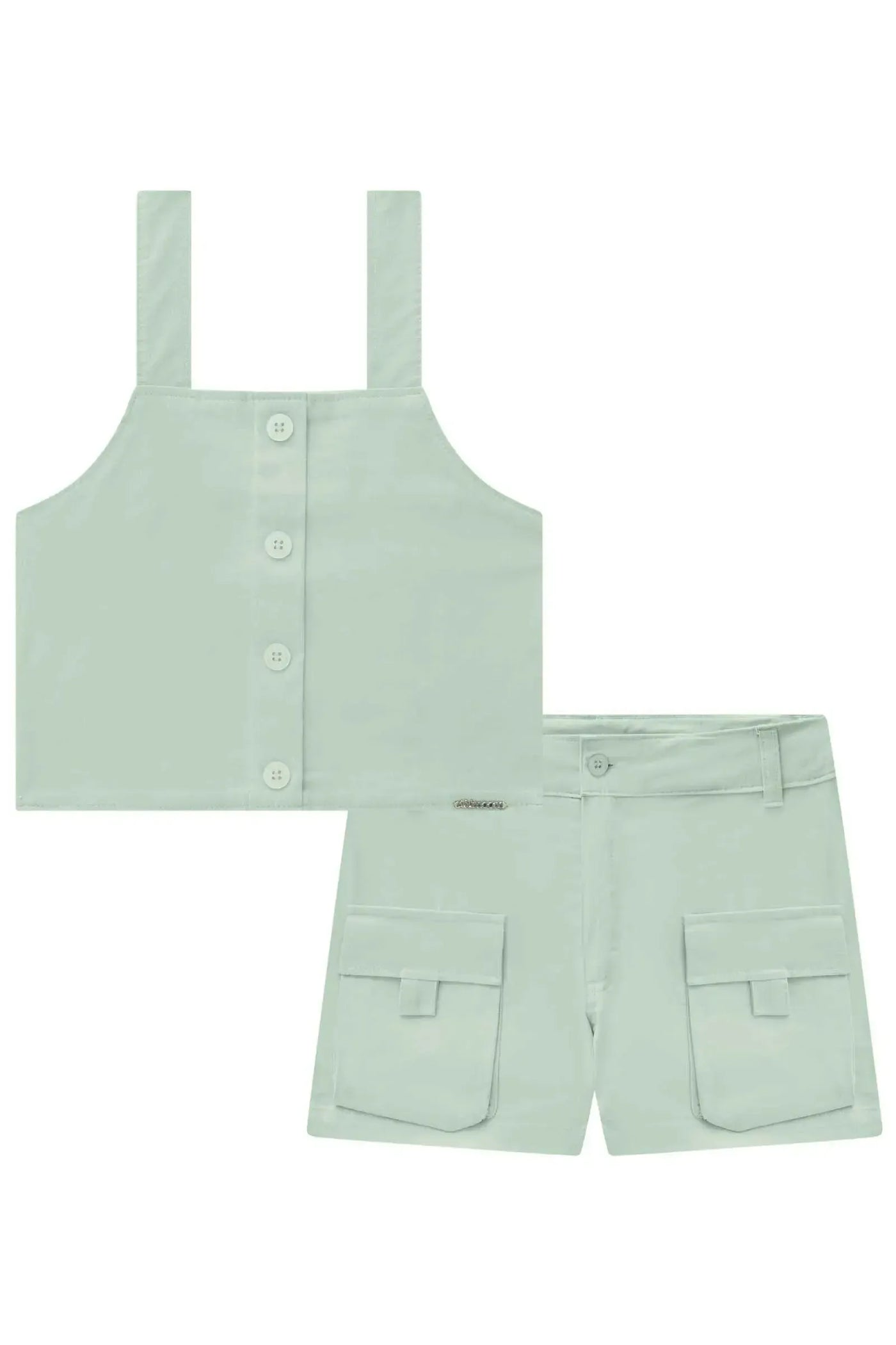 Conjunto de Top Cropped e Shorts em Sarja com Elastano 87230 Lilimoon Teen Menina