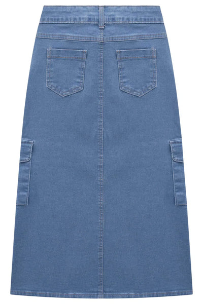 Saia Cargo Midi em Jeans com Elastano 81280 Vic&Vicky Teen Menina