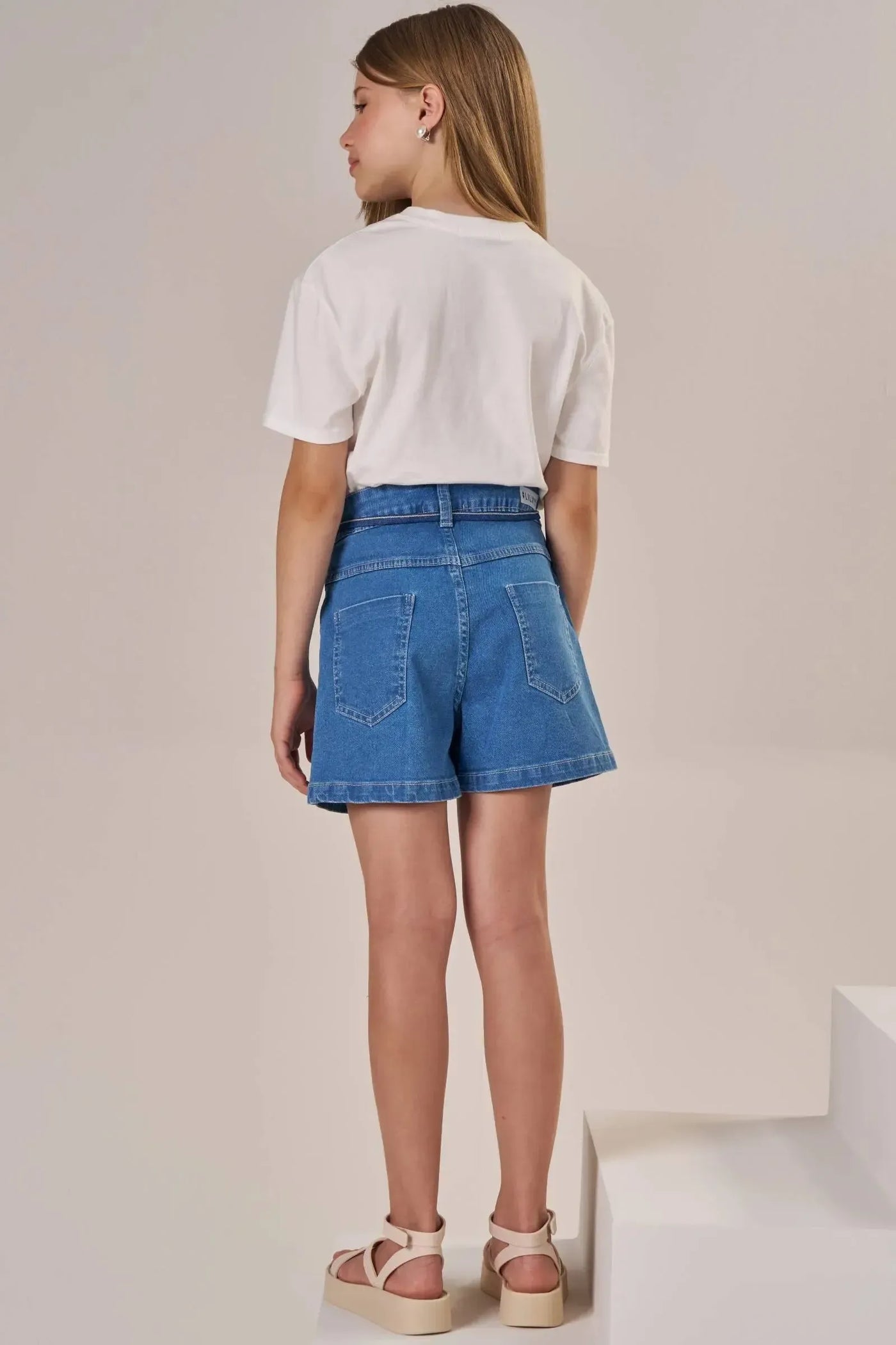 Shorts em Jeans com Elastano 86539 Lilimoon Teen Menina