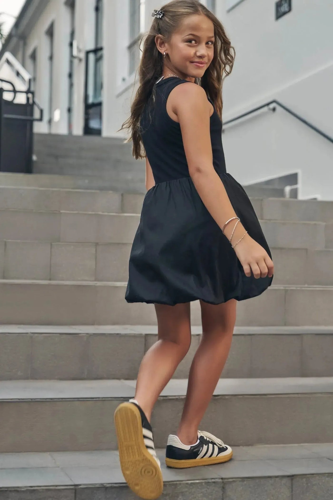 Vestido em Canelado Liz e Tricoline Mônaco 87852 Vic&Vicky Teen Menina