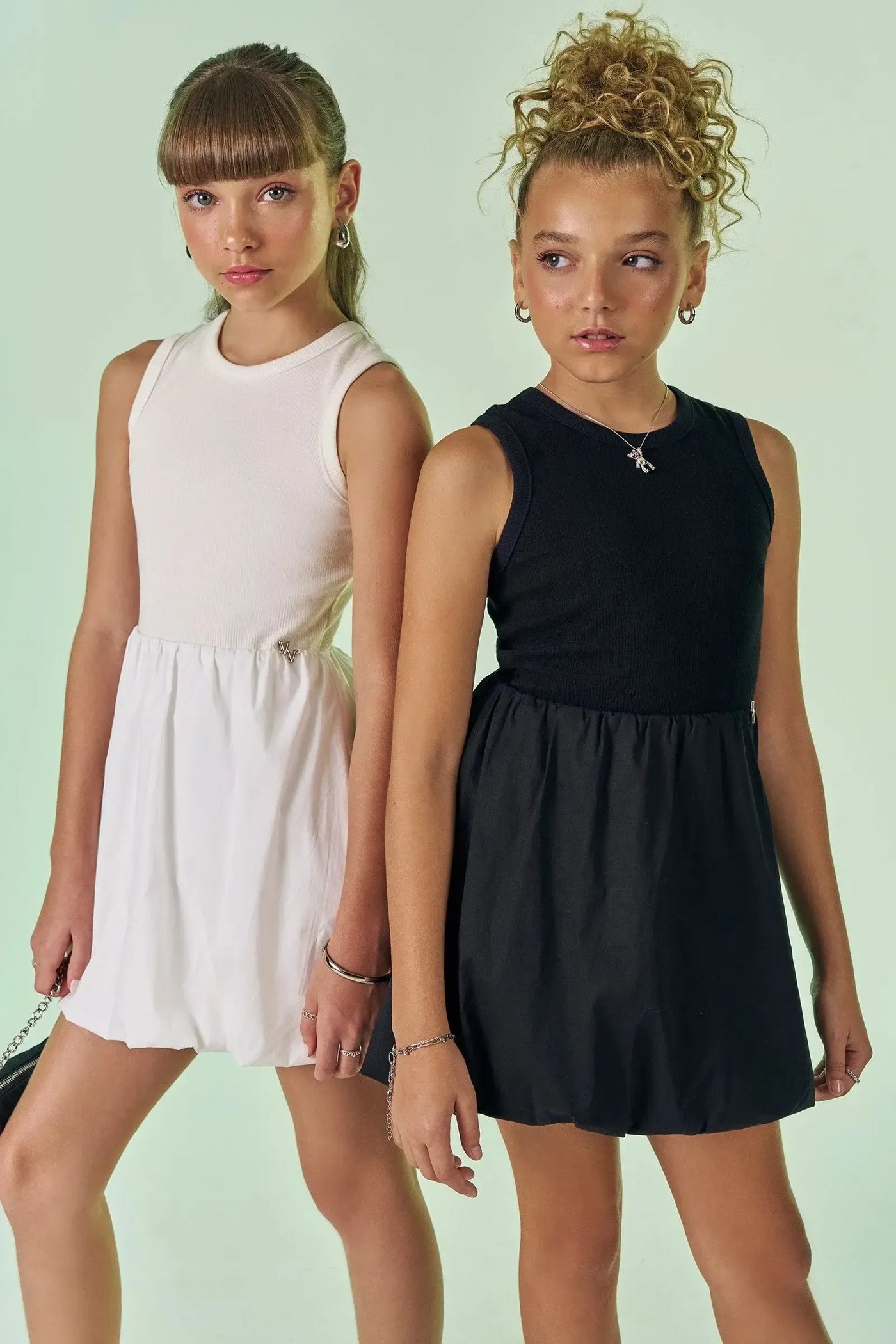 Vestido em Canelado Liz e Tricoline Mônaco 87852 Vic&Vicky Teen Menina