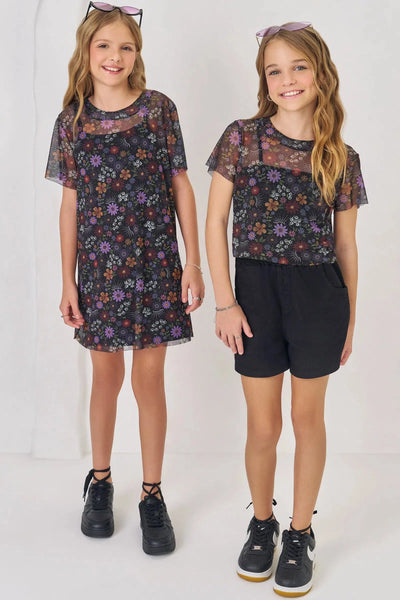 Vestido Teen Menina em Cotton com Sobreposição de Tule 81769 Lilimoon