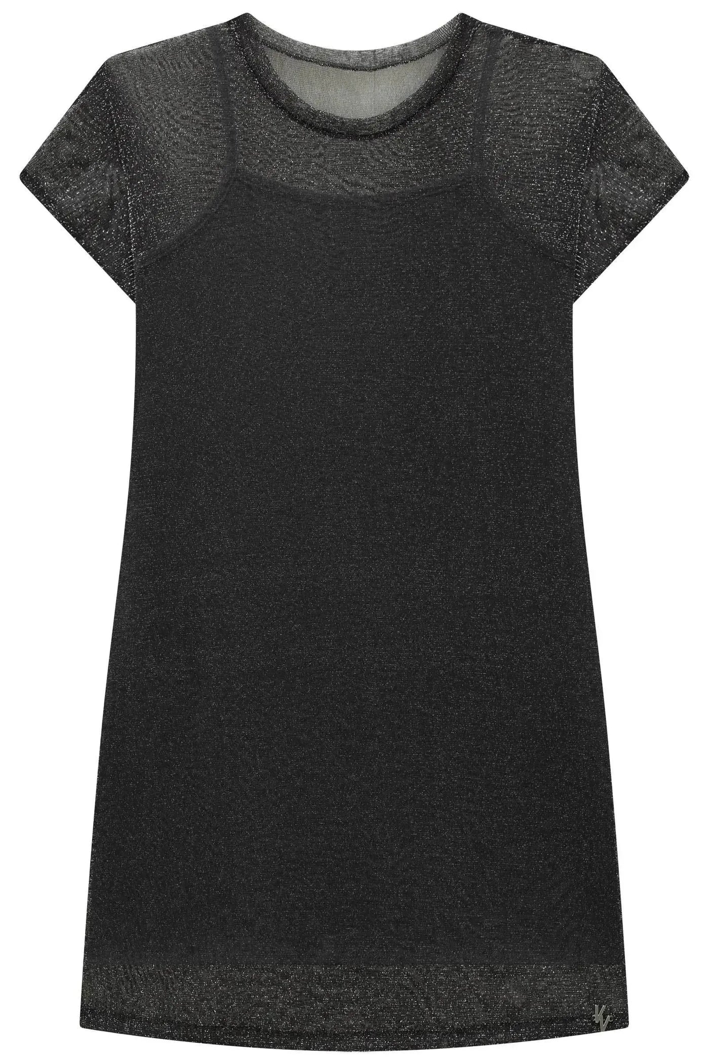 Vestido Sobreposição em Tule Brilho e Forro em Cotton 88684 Vic&Vicky Teen Menina