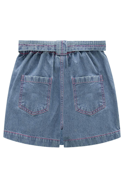 Shorts-saia Cintura Alta em Jeans Arkansas 65664 Vic&Vicky